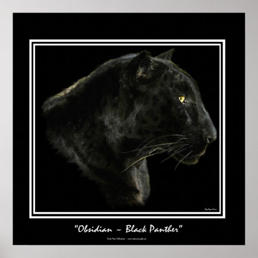 Poster "OBSIDIAN" ~ Black Panther Puma Wildlife Art Print (Devant)