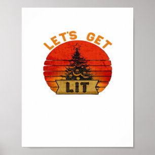 Poster Obtenons Lit Drôle Humour de Noël Citation Vintage