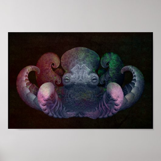 Poster Obtopus composite couleur foncé fractée (Devant)