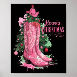 Poster Occidental, Howdy Noël et arbre, Nk Botte de cowbo