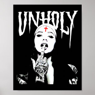 Poster Occulte Gothique Sombre Nun Satanique Tattoos Unho