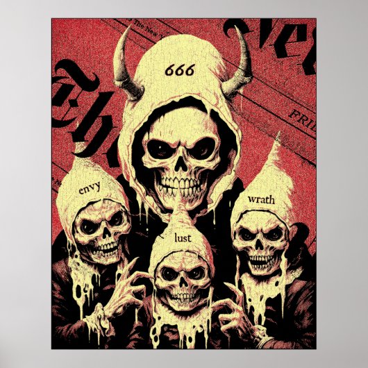 Poster Occulte Horreur Skeletons Devil Sins (Devant)