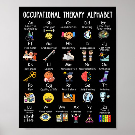 Poster Occupational Therapy Alphabet Ota Funny Teacher Lo (Devant)