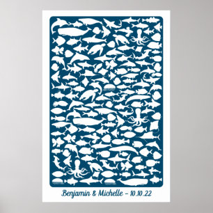 Poster Océan - 150 Signature Livre d'Invité Alternative