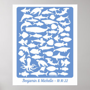 Poster Océan - 50 Signature Livre d'invité Alternative