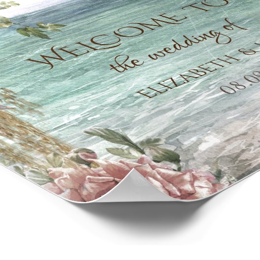 Poster Océan à fleurs chic (Coin)