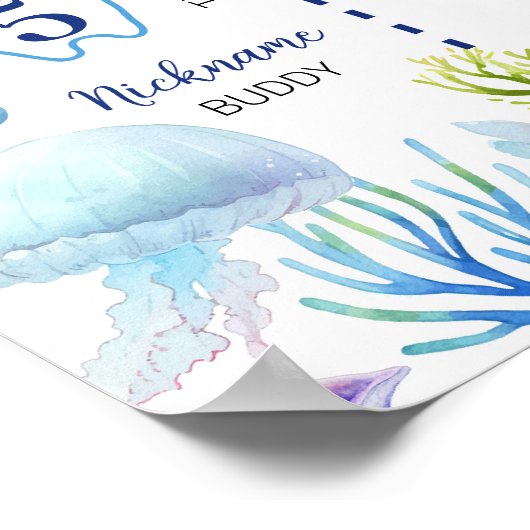 Poster Ocean Animal Boy Enfant Anniversaire Jalon Signal (Coin)