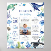 Poster Ocean Animal Boy Enfant Anniversaire Jalon Signal (Devant)
