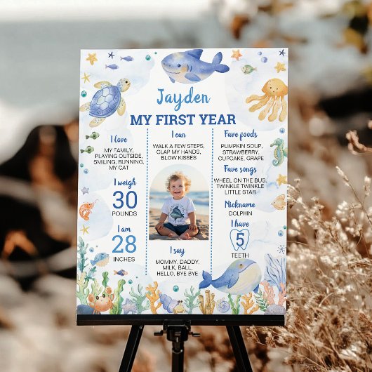 Poster Ocean Animals Boy Under the Sea Anniversaire Jalon