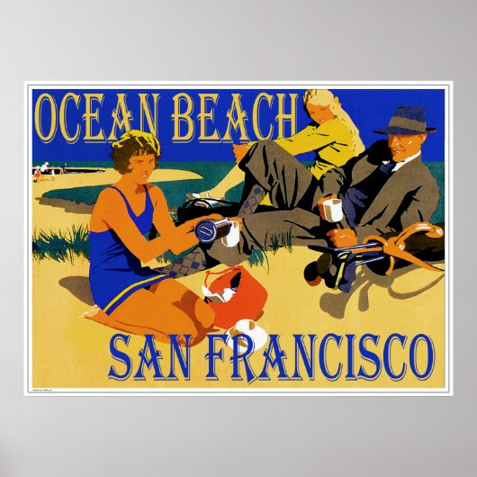 Poster Ocean Beach San Francisco, Californie Retro Beach (Devant)