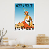 Poster Ocean Beach San Francisco, Californie Retro Beach (Cuisine)
