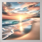 Poster Ocean Beach Scene Coastal Sunset Wall Art (Devant)