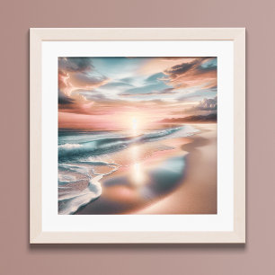 Poster Ocean Beach Scene Coastal Sunset Wall Art