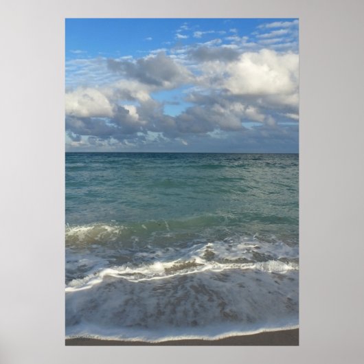 Poster Océan bleu clair, plage et ciel (Devant)
