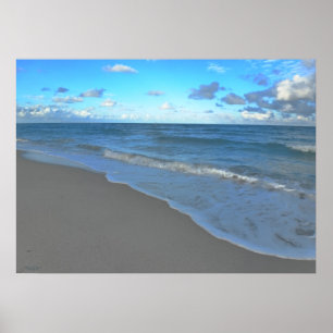 Poster Océan bleu clair, plage et ciel