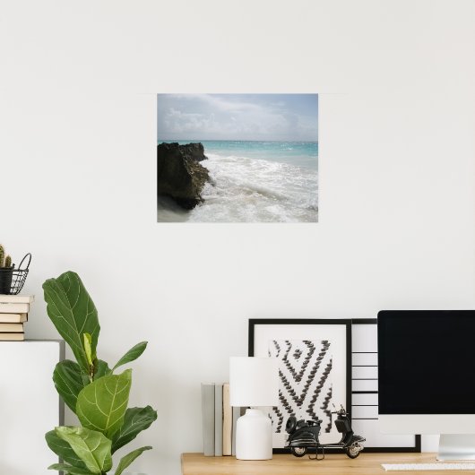 Poster Océan bleu turquoise avec des vagues de mousse (Bureau à domicile)