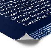 Poster Ocean Blue Navy Floral Table Plan Seating (Coin)