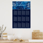 Poster Ocean Blue Navy Floral Table Plan Seating (Cuisine)