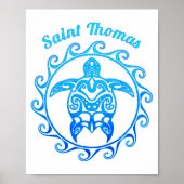 Poster Ocean Blue Tribal Turtle Saint Thomas (Devant)