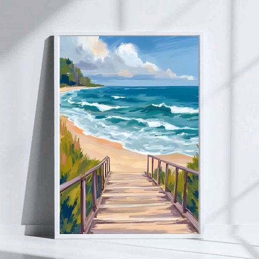 Poster Ocean Boardwalk | Beach Waves Coastal