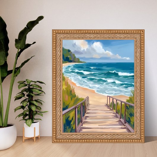 Poster Ocean Boardwalk | Beach Waves Coastal