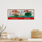 Poster Ocean Breeze Sweet Peas Étiquette (Cuisine)