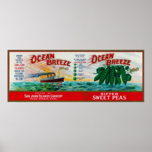 Poster Ocean Breeze Sweet Peas Étiquette (Devant)