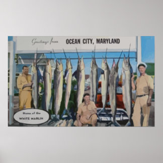 Poster Ocean City, Maryland Maison Du Marlin Blanc, Vin
