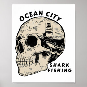 Poster Ocean City Maryland Plage Pêche au requin Sel