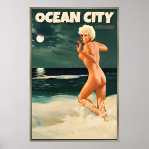 Poster Ocean City New Jersey Shore Marilyn Monroe Lune