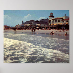 Poster Ocean City NJ, Beach Scene, Boardwalk, années 50