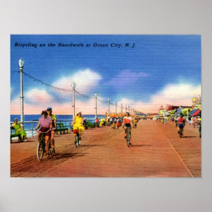 Poster Ocean City NJ, Boardwalk Vélo, Vintage