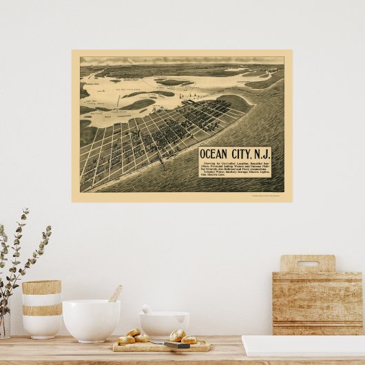 Poster Ocean City, NJ Panoramic Map - 1903 (Cuisine)