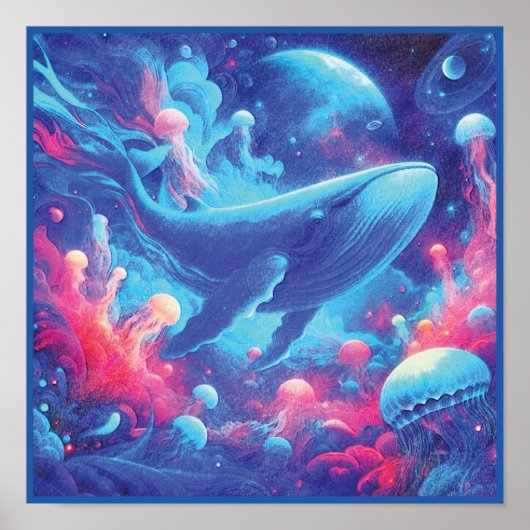 Poster Ocean Dreams Psychedelic Whale (Devant)