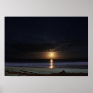 Poster Océan éclairé par la lune