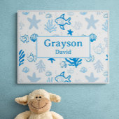 Poster Ocean Fish Nom personnalisé Nursery Boys Room Art