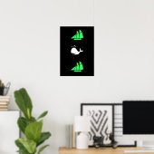 Poster Ocean Glow_green clipper baleine blanche multi-ico (Bureau à domicile)