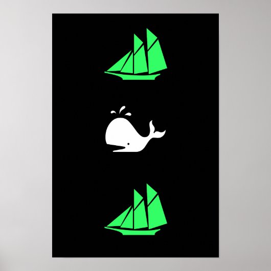 Poster Ocean Glow_green clipper baleine blanche multi-ico (Devant)
