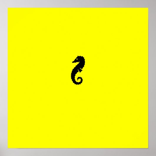 Poster Ocean Glow_Hippocampe noir sur jaune (Devant)