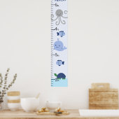 Poster Ocean Life Blue Whale Growth Chart Gardez à 8x44! (Cuisine)