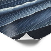 Poster Océan Lune Vagues Céleste Ciel de nuit (Coin)