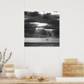 Poster Océan noir et blanc (Cuisine)