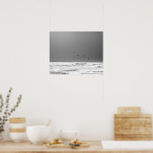 Poster Océan noir et blanc Horizon & Pélicans Brown 16x20 (Cuisine)