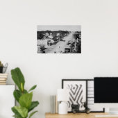 Poster Ocean Park, WA - Vue sur la plage, Vieilles voitur (Bureau à domicile)