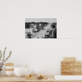 Poster Ocean Park, WA - Vue sur la plage, Vieilles voitur (Cuisine)