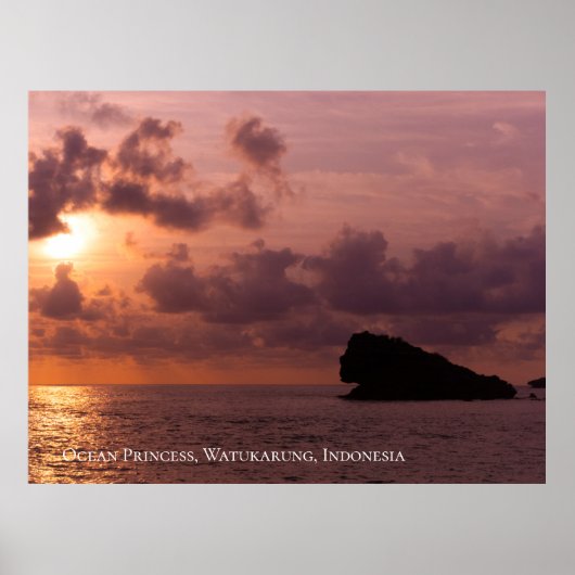 Poster Ocean Princess Rocks Sunset Sky Twilight (Devant)
