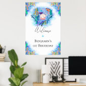 Poster Ocean Sea Animaux colorés Anniversaire Bébé (Bureau à domicile)