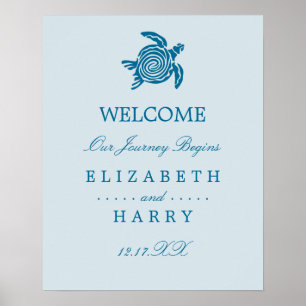 Poster Ocean Sea Turtle, Sea Blue Beach Mariage Bienvenue