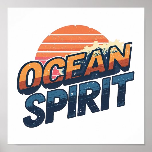 Poster "Ocean Spirit" Graphique Rétro Été (Devant)
