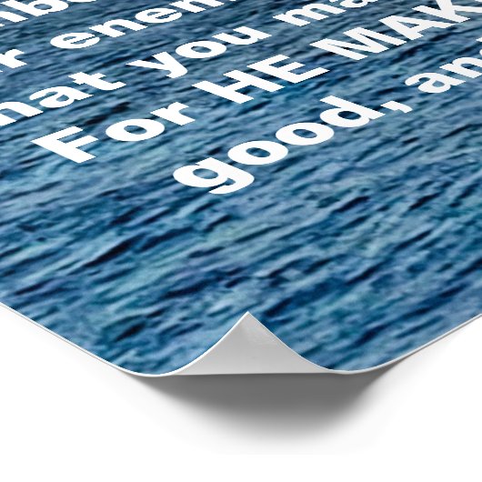 Poster Ocean Sunrise, avec Écriture Verse Matthieu 5:43 (Coin)